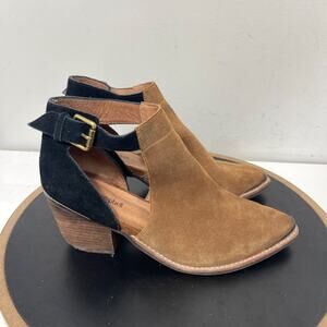 Jeffrey Campbell Cutout Ankle Boots Women 8.5 Brown Black Suede Western‎
